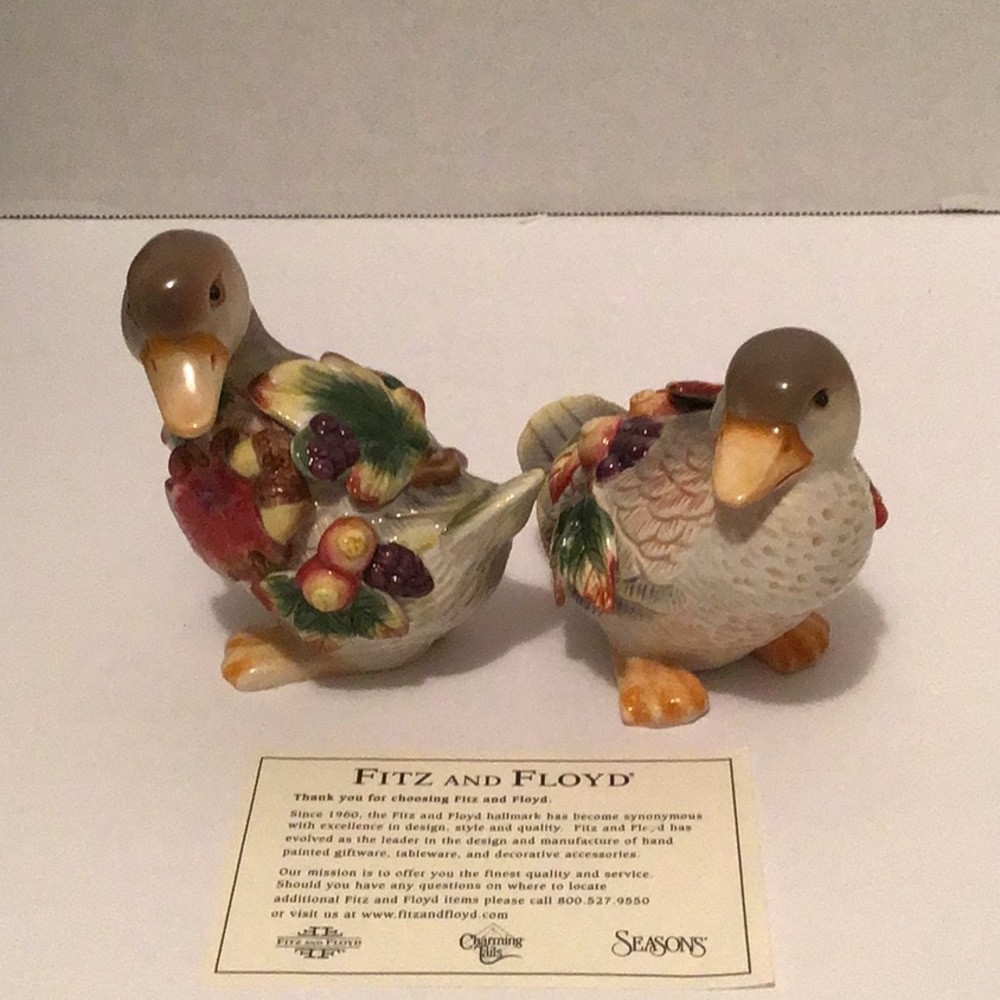 Fitz and Floyd Duck Salt and Pepper Shakers NIB